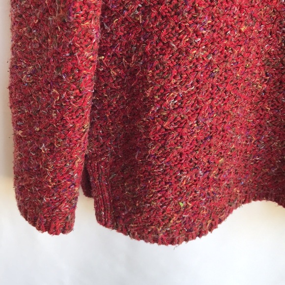Coldwater Creek red-orange textured sweater with rolled V-neck styling, size L - Picture 4 of 8